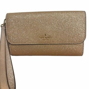 Authentic Kate Spade NY Glimmer Medium Flap Wristlet/ Rose Gold